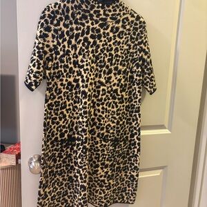 Maeve Leopard Print Knit Turtleneck Dress